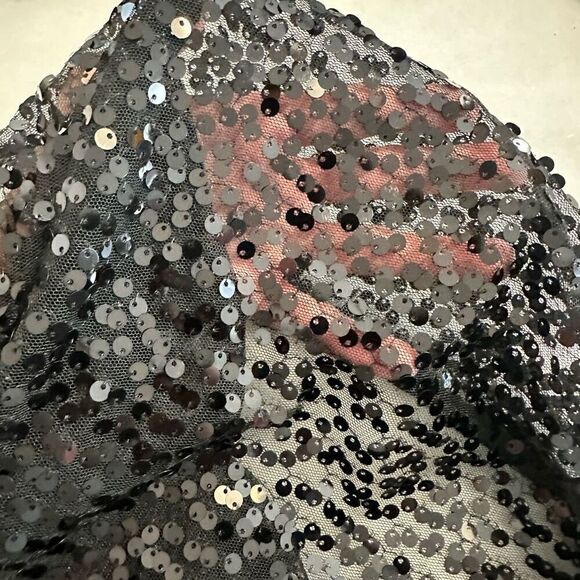 Missguided Surplice Wrap Long Sleeve Back Zip Sequin Jumpsuit Black Medium - Picture 10 of 11